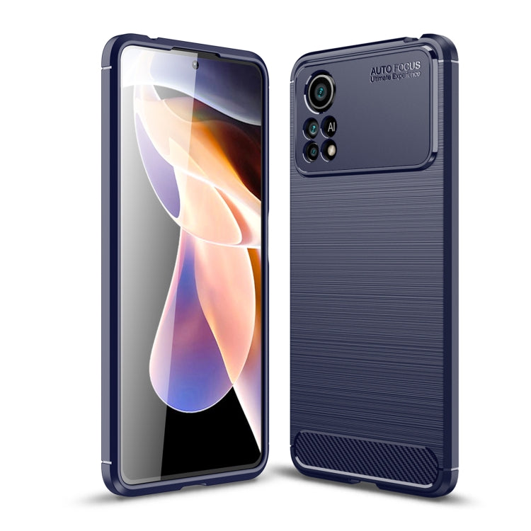 For Xiaomi Poco X4 Pro 5G Precise Hole Brushed Texture Carbon Fiber TPU Phone Case