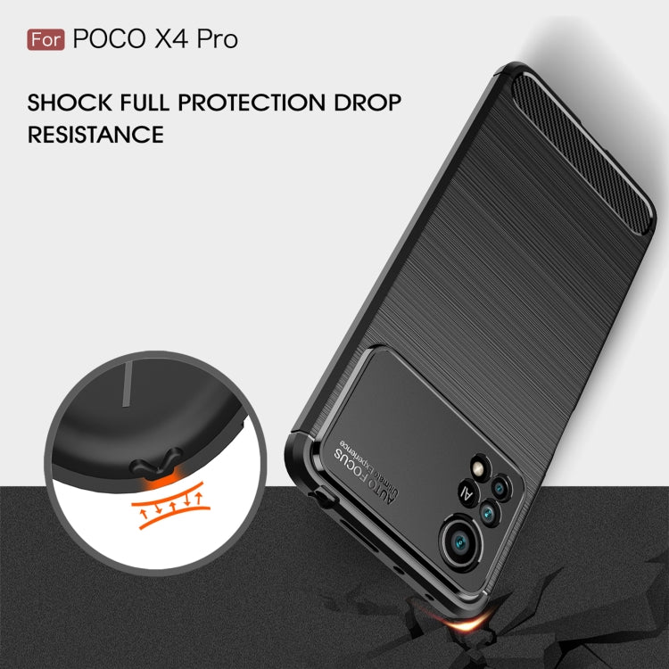 For Xiaomi Poco X4 Pro 5G Precise Hole Brushed Texture Carbon Fiber TPU Phone Case