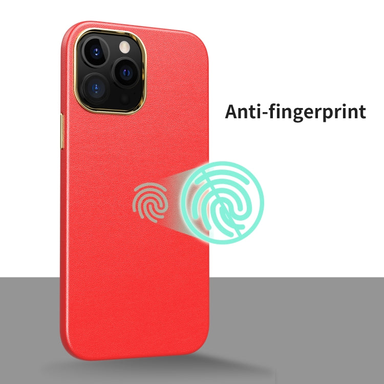 For iPhone 13 Electroplating Leather Texture PC + TPU Phone Case