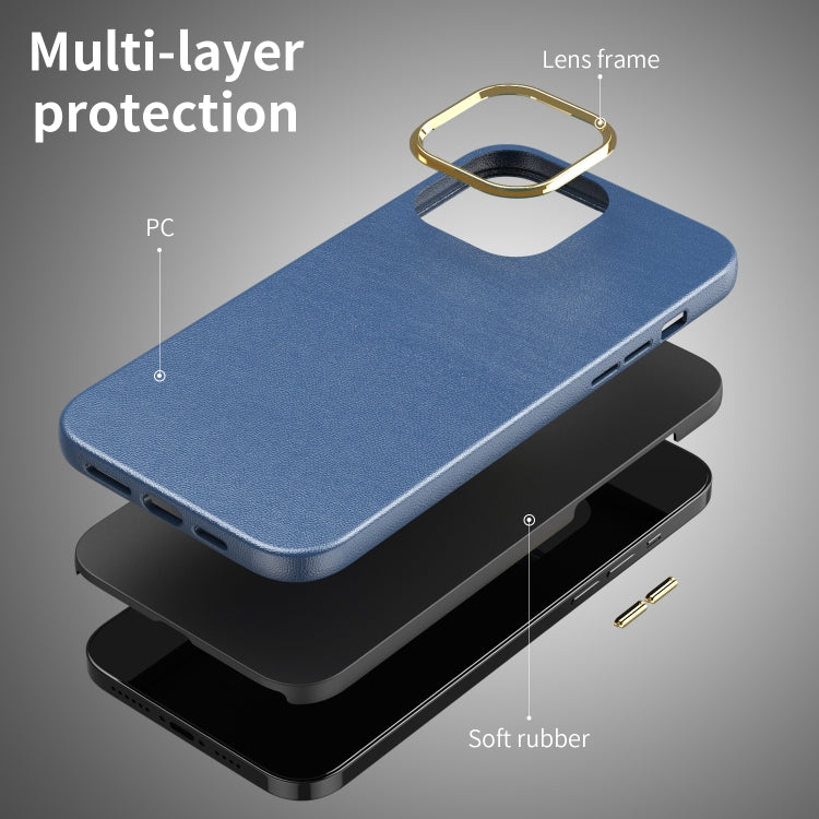For iPhone 13 Electroplating Leather Texture PC + TPU Phone Case