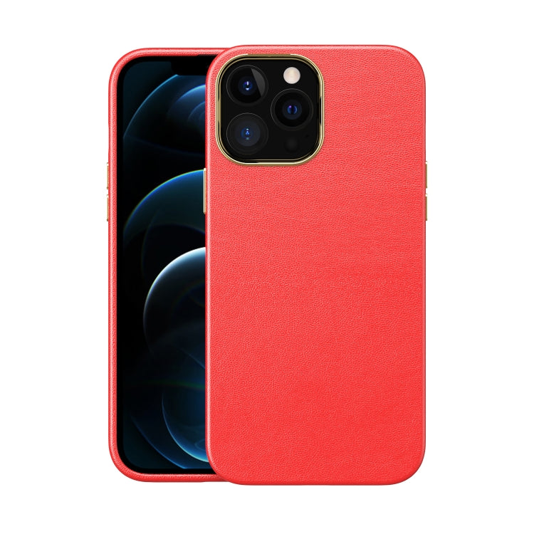 For iPhone 13 Pro Electroplating Leather Texture PC + TPU Phone Case