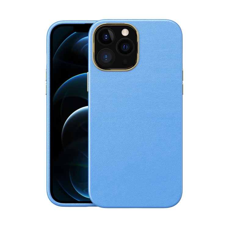 For iPhone 13 Pro Max Electroplating Leather Texture PC + TPU Phone Case