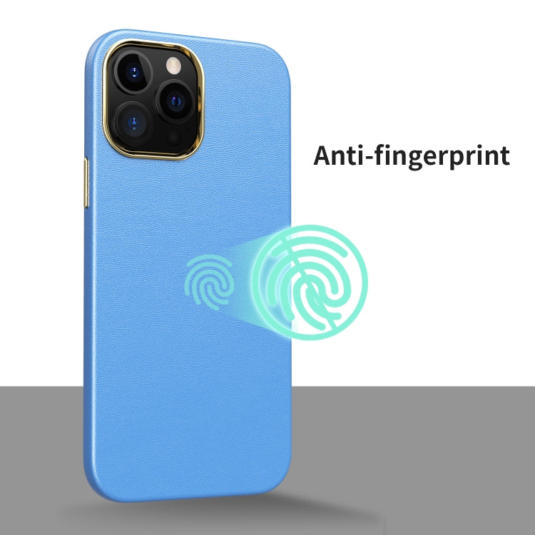 For iPhone 13 Pro Max Electroplating Leather Texture PC + TPU Phone Case