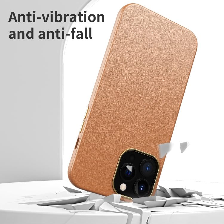 For iPhone 11 Pro Max Electroplating Leather Texture PC + TPU Phone Case