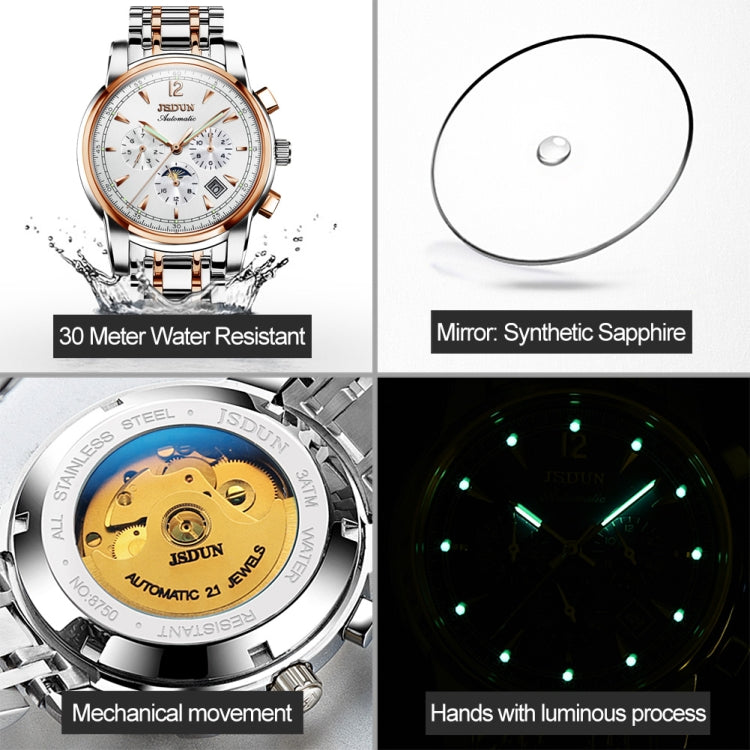 JIN SHI DUN 8750 Men Fashion Waterproof Luminous Mechanical Watch
