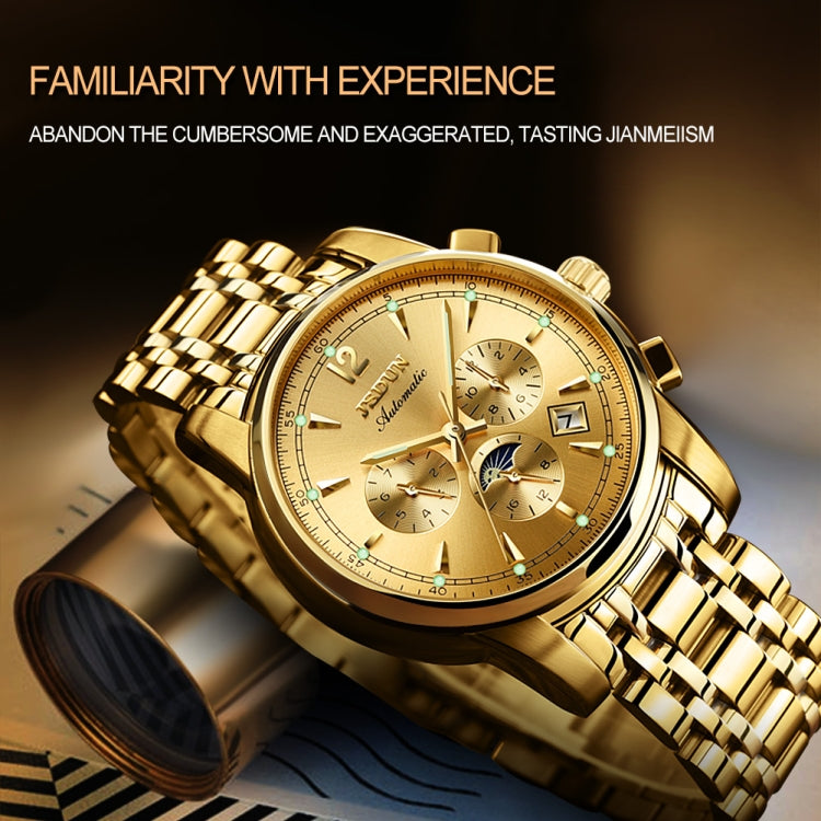 JIN SHI DUN 8750 Men Fashion Waterproof Luminous Mechanical Watch