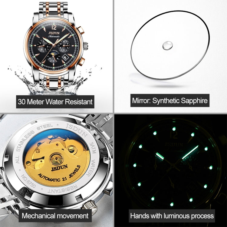 JIN SHI DUN 8750 Men Fashion Waterproof Luminous Mechanical Watch