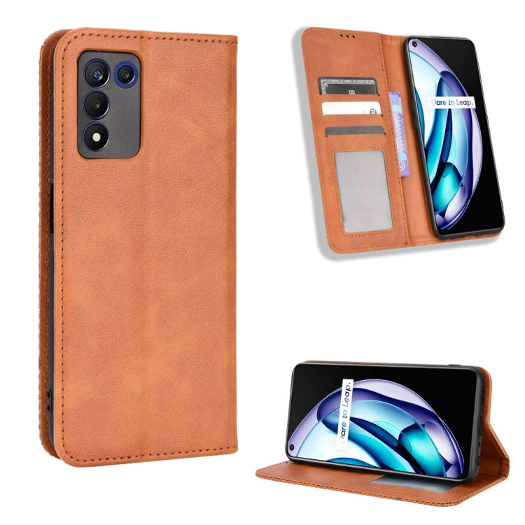 For OPPO Realme Q3T / Q3S Magnetic Buckle Retro Texture Leather Phone Case