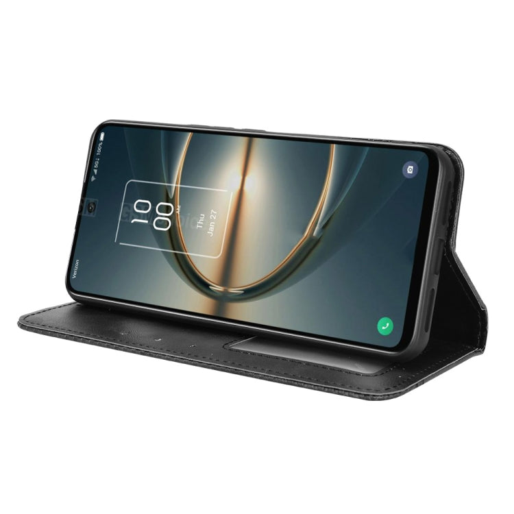 For TCL 30V 5G Magnetic Buckle Retro Texture Leather Phone Case