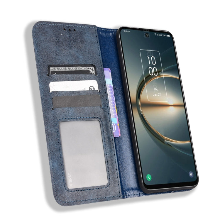 For TCL 30V 5G Magnetic Buckle Retro Texture Leather Phone Case