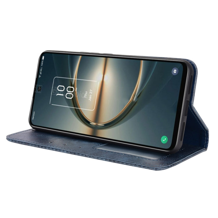 For TCL 30V 5G Magnetic Buckle Retro Texture Leather Phone Case
