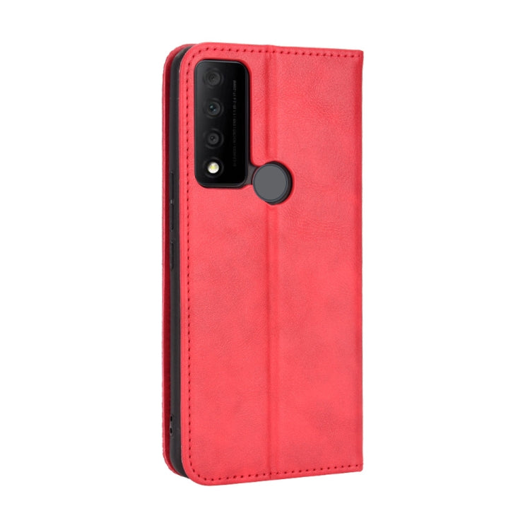 For TCL 30V 5G Magnetic Buckle Retro Texture Leather Phone Case