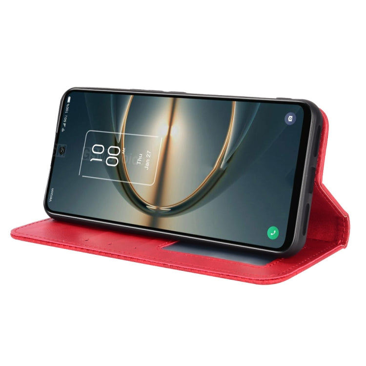 For TCL 30V 5G Magnetic Buckle Retro Texture Leather Phone Case