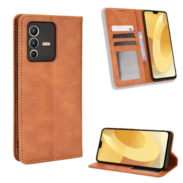 For vivo S12 / V23 5G Magnetic Buckle Retro Texture Leather Phone Case