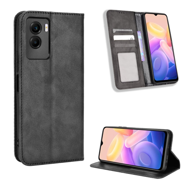 For vivo Y55s 5G Magnetic Buckle Retro Texture Leather Phone Case