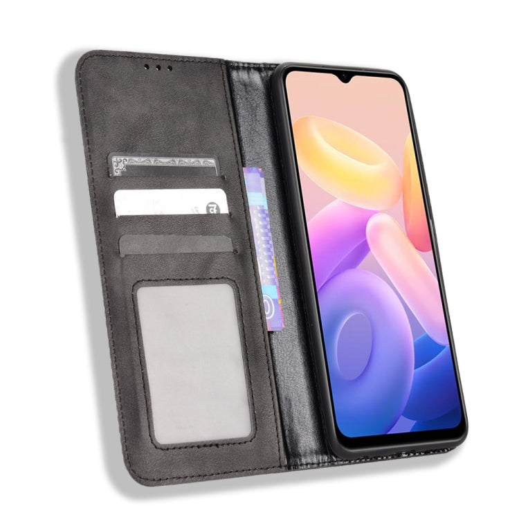 For vivo Y55s 5G Magnetic Buckle Retro Texture Leather Phone Case