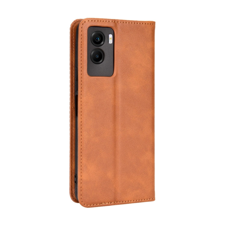 For vivo Y55s 5G Magnetic Buckle Retro Texture Leather Phone Case
