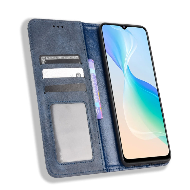 For vivo Y76 5G Magnetic Buckle Retro Texture Leather Phone Case