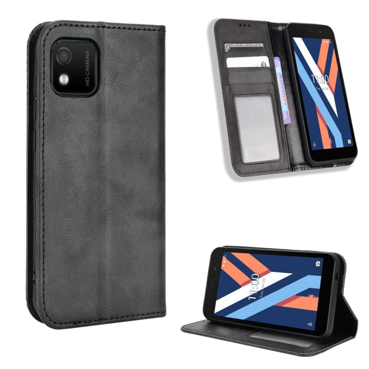For Wiko Y52 Magnetic Buckle Retro Texture Leather Phone Case