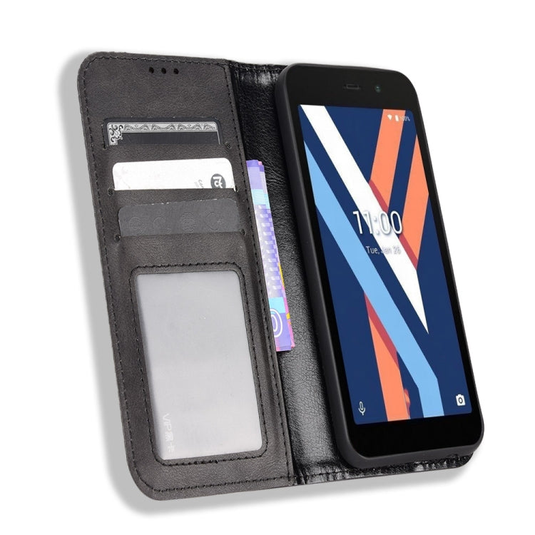 For Wiko Y52 Magnetic Buckle Retro Texture Leather Phone Case