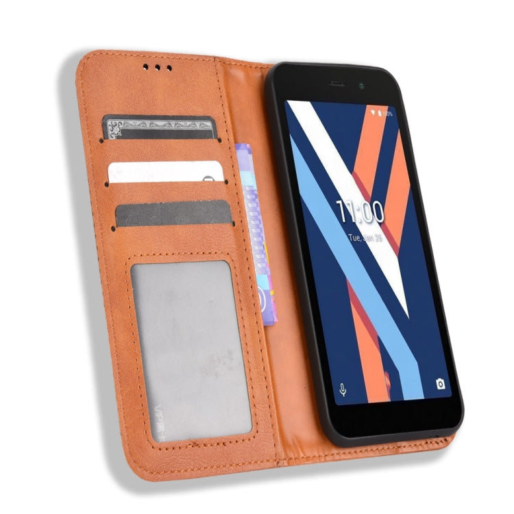 For Wiko Y52 Magnetic Buckle Retro Texture Leather Phone Case