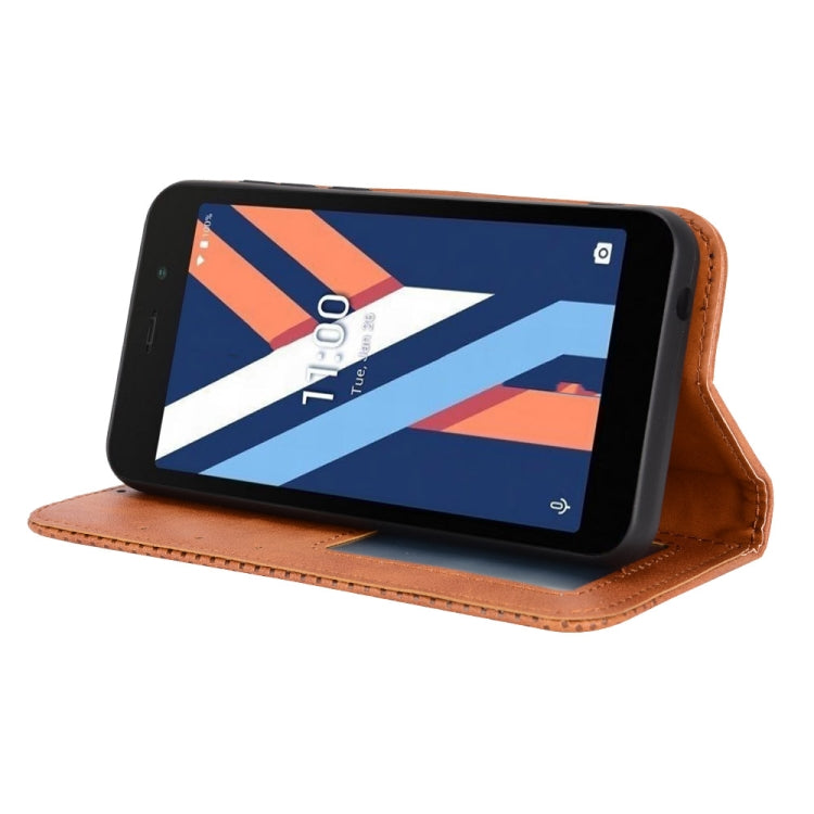For Wiko Y52 Magnetic Buckle Retro Texture Leather Phone Case