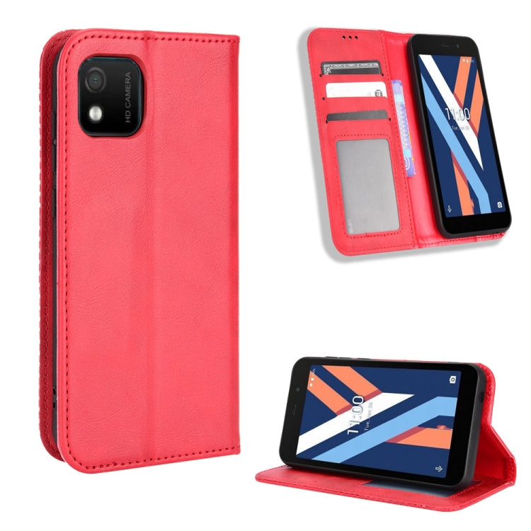 For Wiko Y52 Magnetic Buckle Retro Texture Leather Phone Case