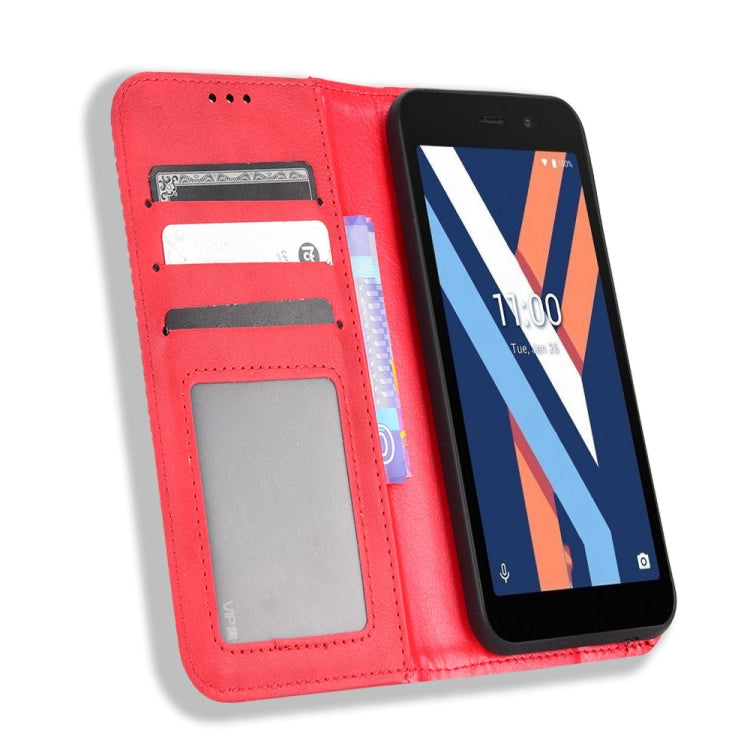 For Wiko Y52 Magnetic Buckle Retro Texture Leather Phone Case