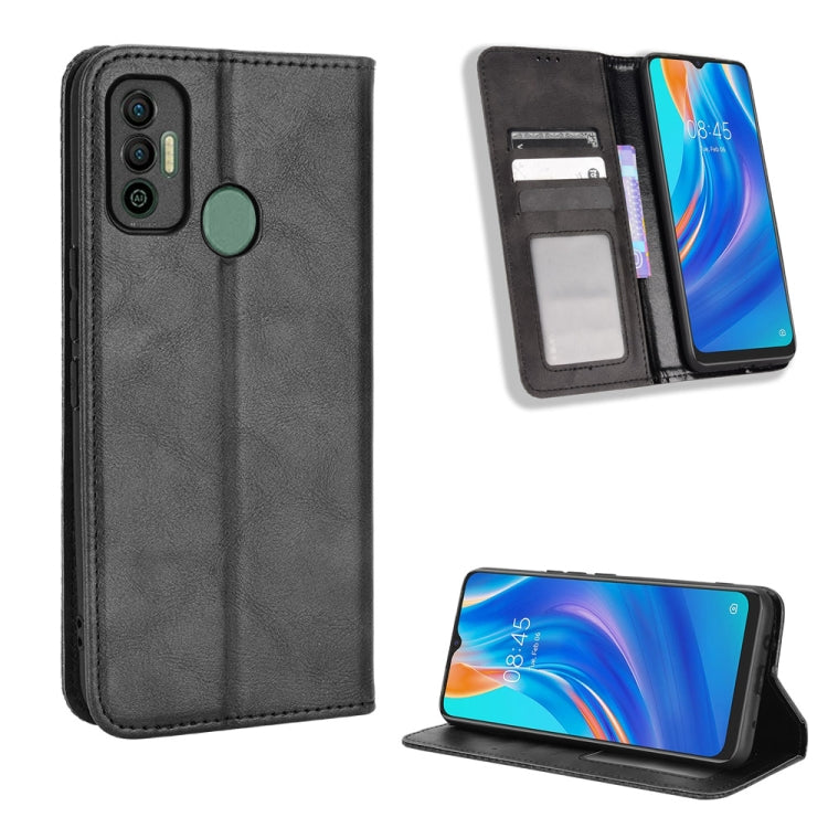 For Tecno Spark 7 Magnetic Buckle Retro Texture Leather Phone Case