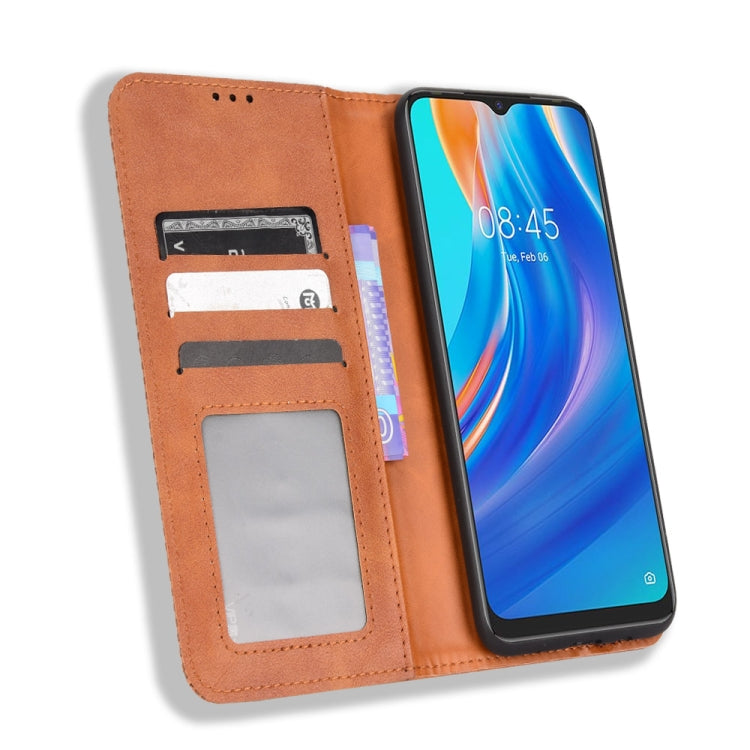 For Tecno Spark 7 Magnetic Buckle Retro Texture Leather Phone Case