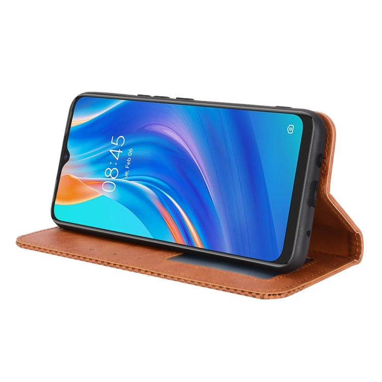 For Tecno Spark 7 Magnetic Buckle Retro Texture Leather Phone Case