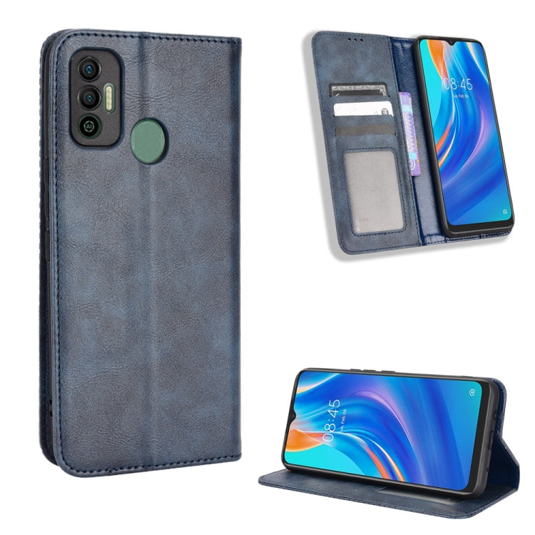 For Tecno Spark 7 Magnetic Buckle Retro Texture Leather Phone Case