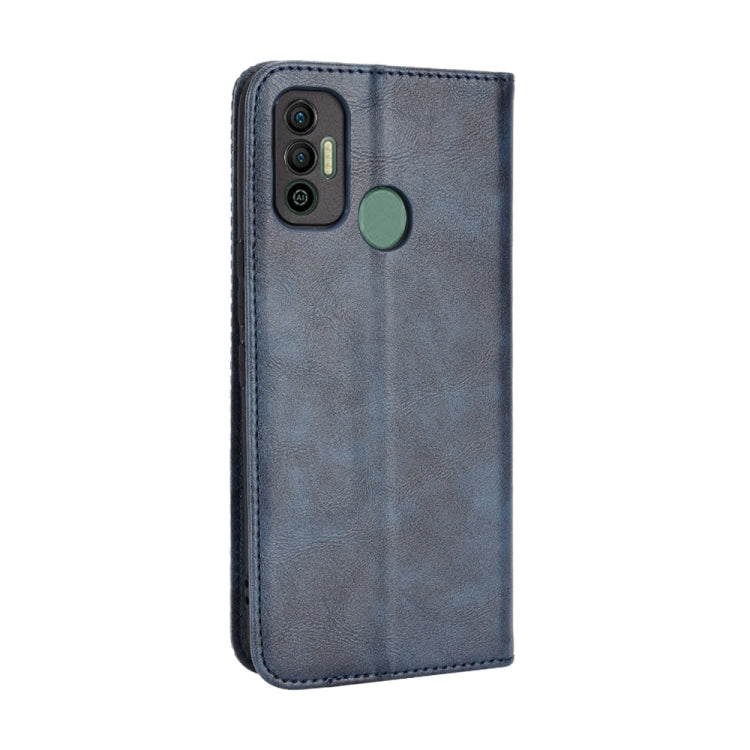 For Tecno Spark 7 Magnetic Buckle Retro Texture Leather Phone Case