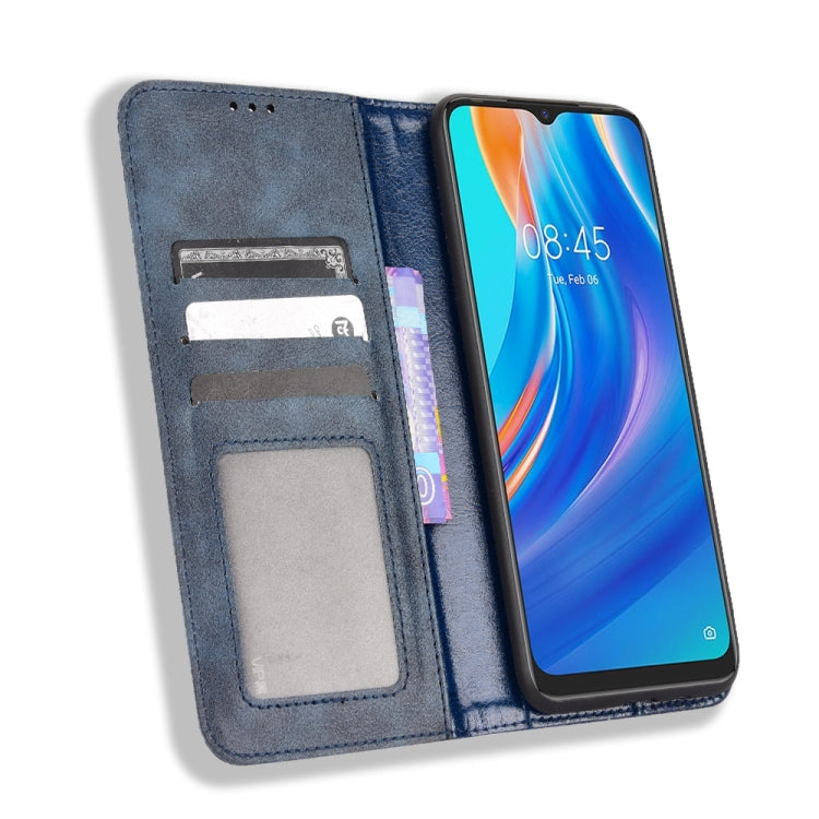 For Tecno Spark 7 Magnetic Buckle Retro Texture Leather Phone Case