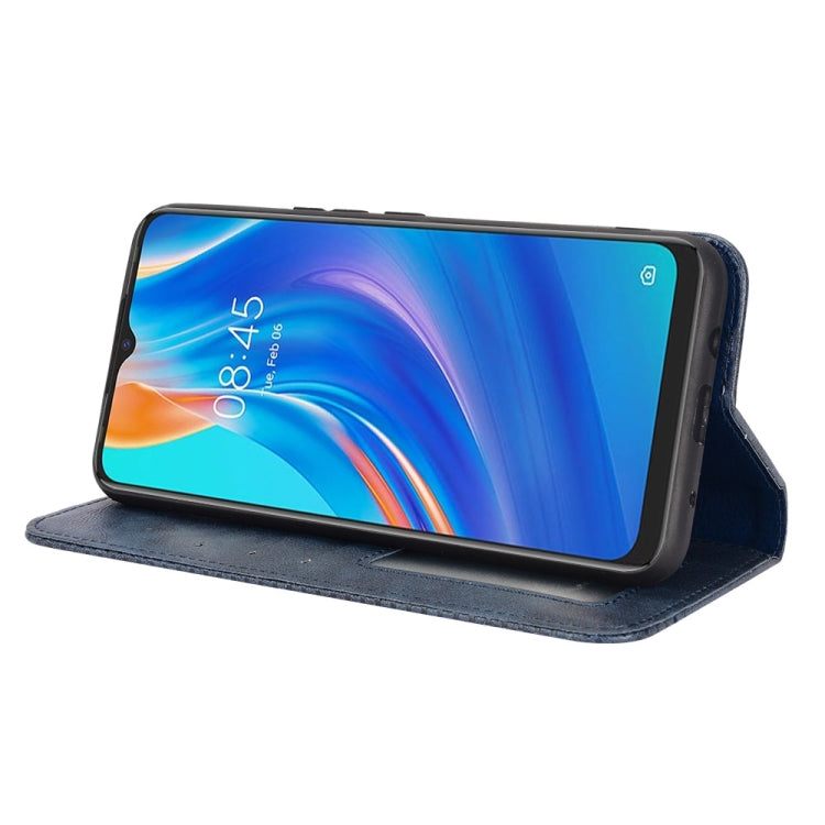 For Tecno Spark 7 Magnetic Buckle Retro Texture Leather Phone Case