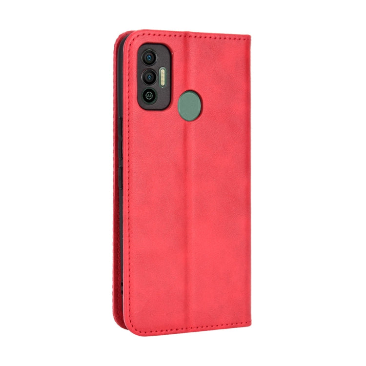 For Tecno Spark 7 Magnetic Buckle Retro Texture Leather Phone Case