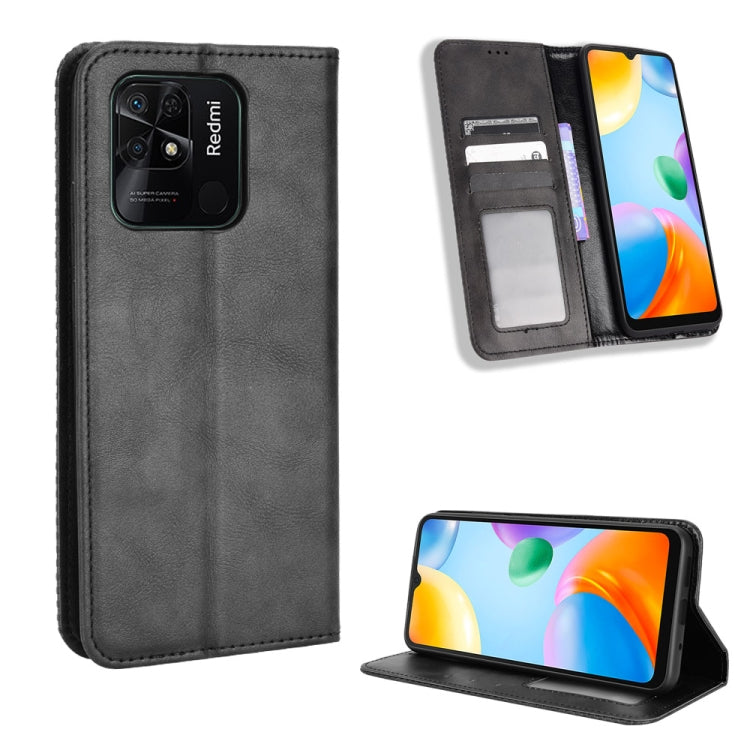 For Xiaomi Redmi 10C Magnetic Buckle Retro Texture Leather Phone Case