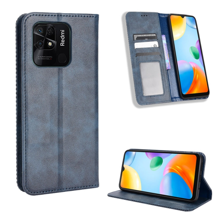 For Xiaomi Redmi 10C Magnetic Buckle Retro Texture Leather Phone Case