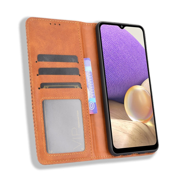 For Samsung Galaxy A13 4G Magnetic Buckle Retro Texture Leather Phone Case