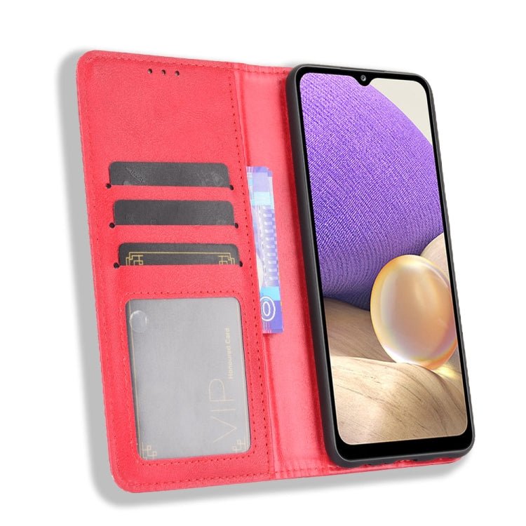 For Samsung Galaxy A13 4G Magnetic Buckle Retro Texture Leather Phone Case