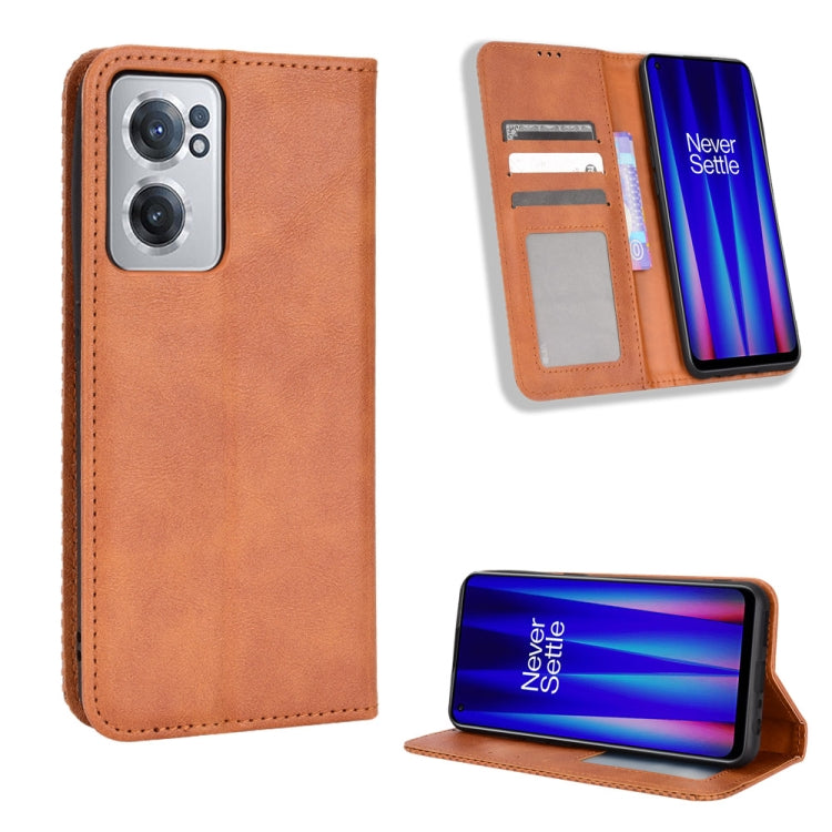 For OnePlus Nord CE 2 5G Magnetic Buckle Retro Texture Leather Phone Case