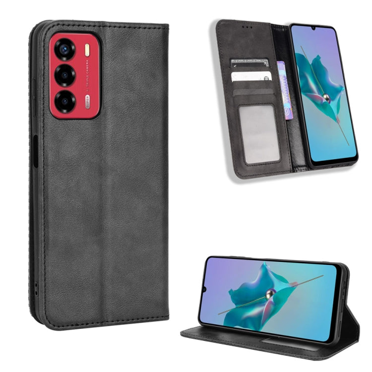 For ZTE Blade A72 / V40 Vita Magnetic Buckle Retro Texture Leather Phone Case