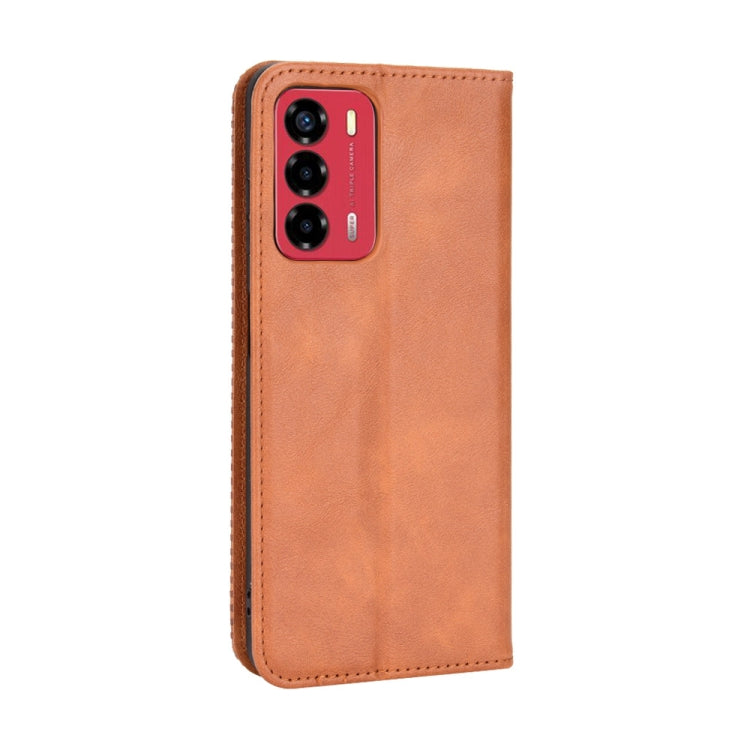 For ZTE Blade A72 / V40 Vita Magnetic Buckle Retro Texture Leather Phone Case
