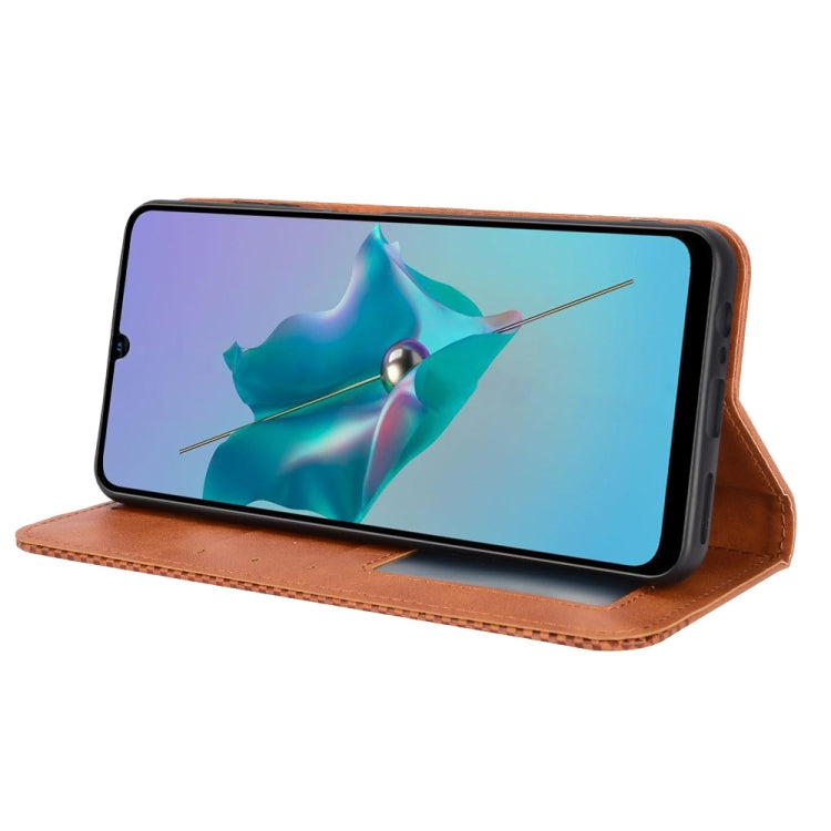 For ZTE Blade A72 / V40 Vita Magnetic Buckle Retro Texture Leather Phone Case