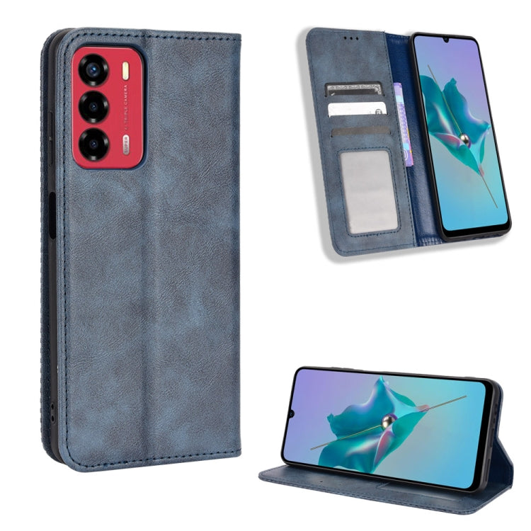 For ZTE Blade A72 / V40 Vita Magnetic Buckle Retro Texture Leather Phone Case