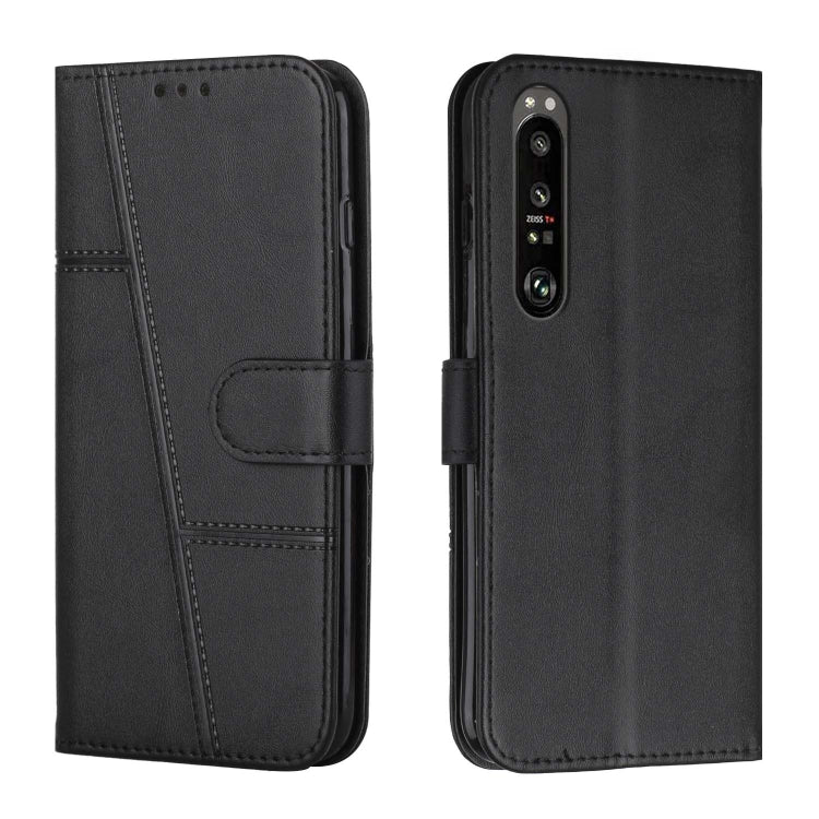 For Sony Xperia 1 III Stitching Calf Texture Buckle Leather Phone Case