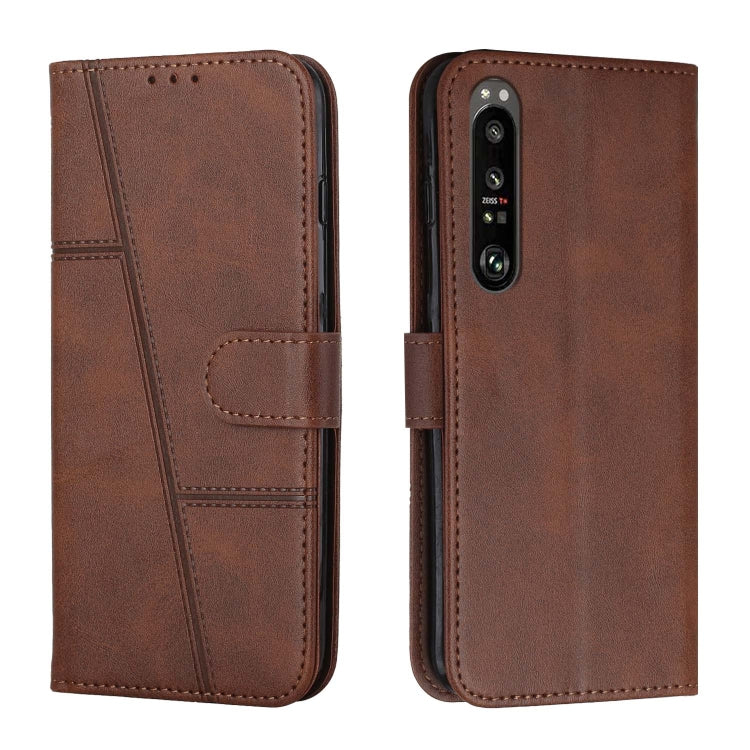 For Sony Xperia 1 III Stitching Calf Texture Buckle Leather Phone Case