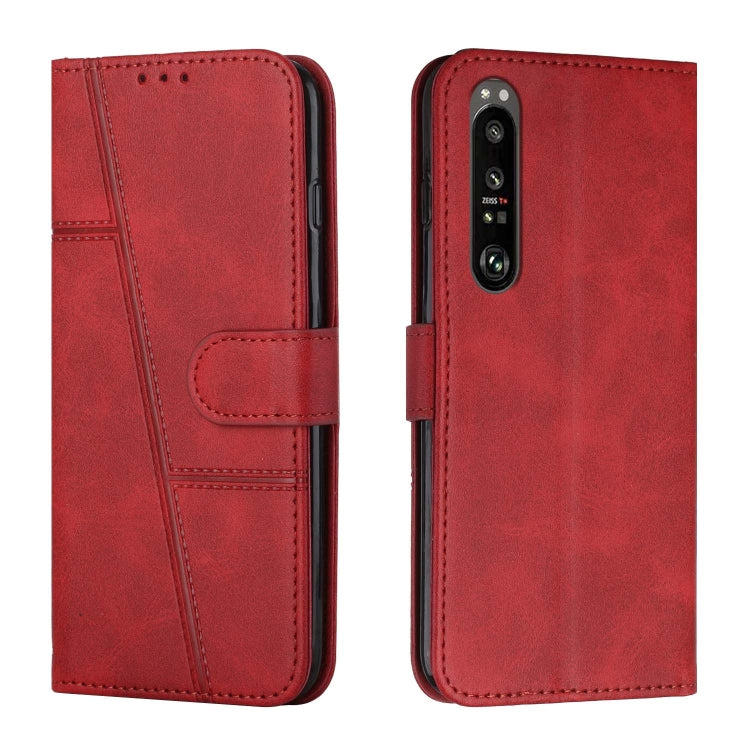 For Sony Xperia 1 III Stitching Calf Texture Buckle Leather Phone Case