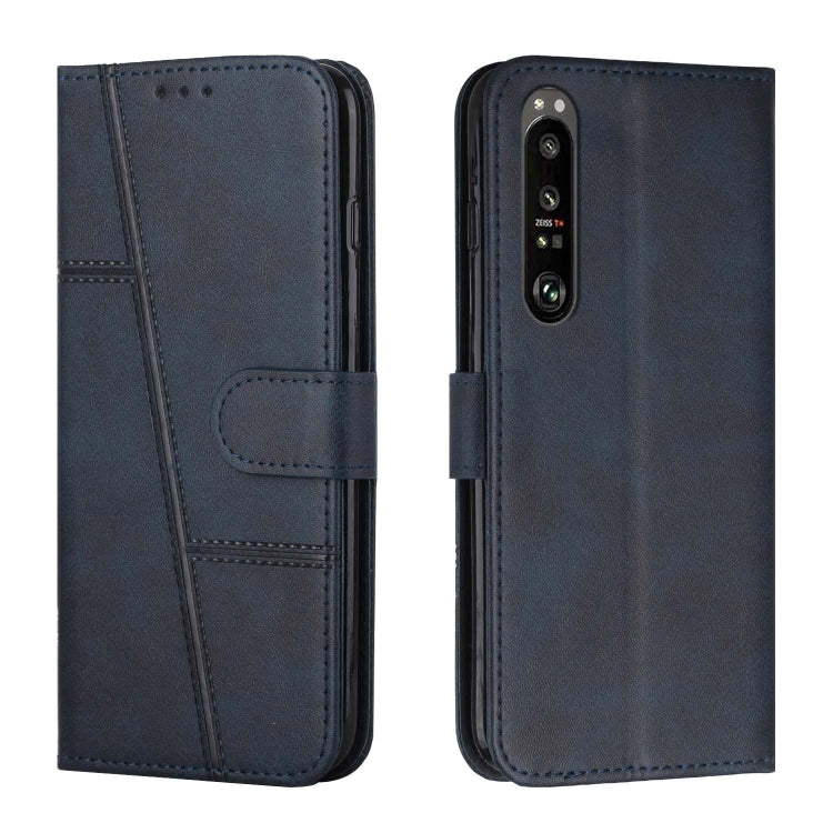 For Sony Xperia 1 III Stitching Calf Texture Buckle Leather Phone Case