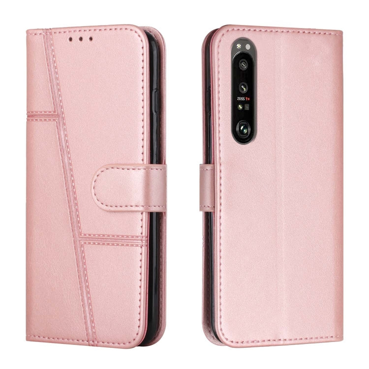 For Sony Xperia 1 III Stitching Calf Texture Buckle Leather Phone Case